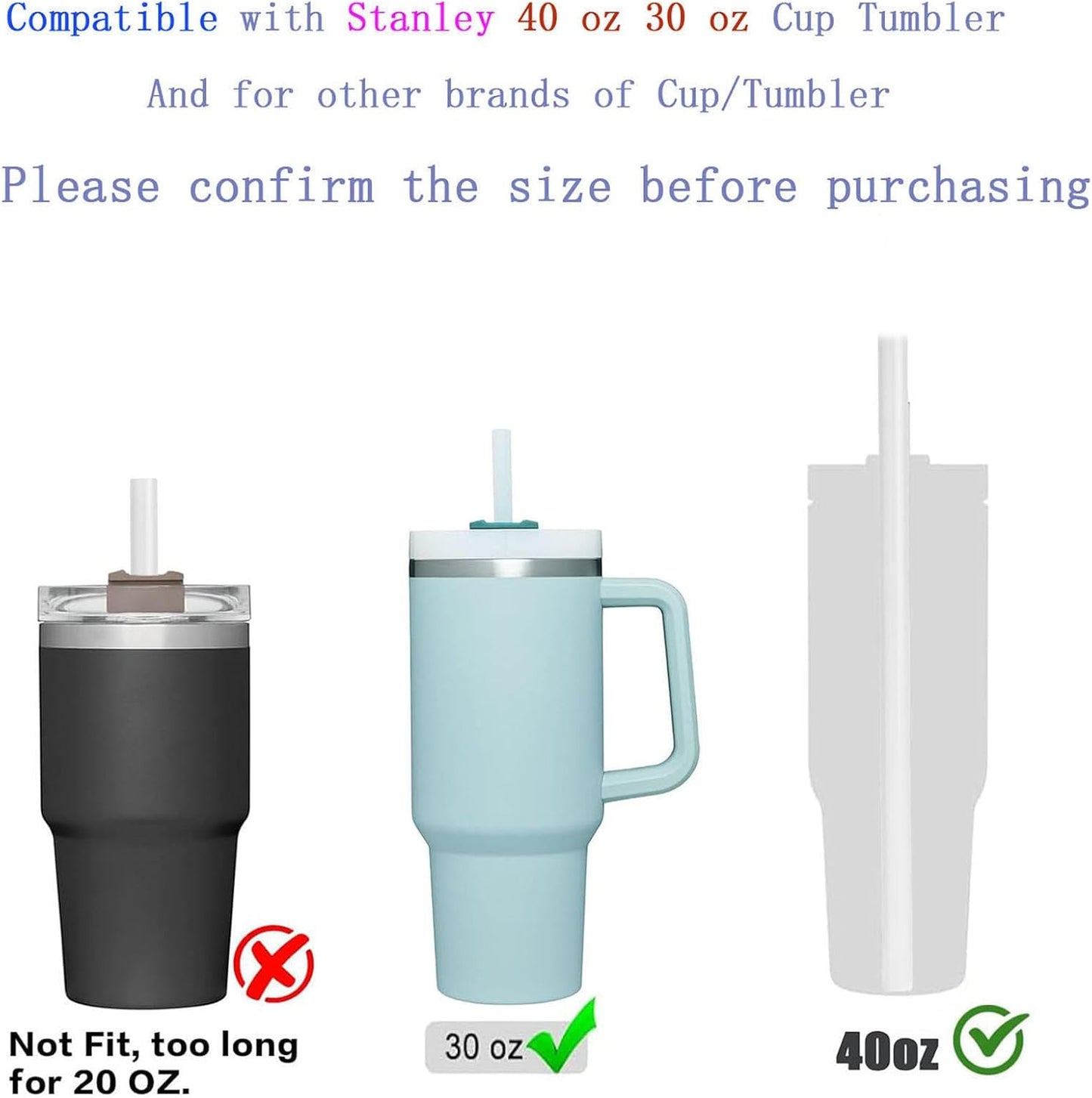 Replacement Straws with Cleaning Brush Compatible Stanley 30 oz 40 oz
