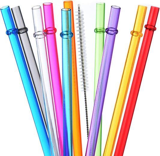 10.5-inch long reusable plastic straw with brush