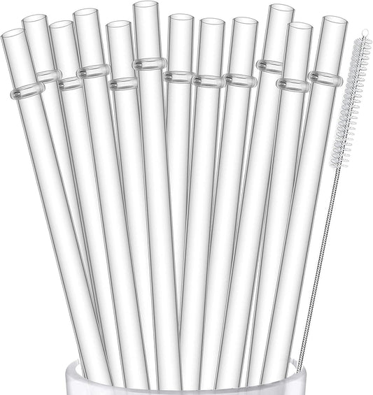 12-Pack Reusable Hard Plastic Clear Straws
